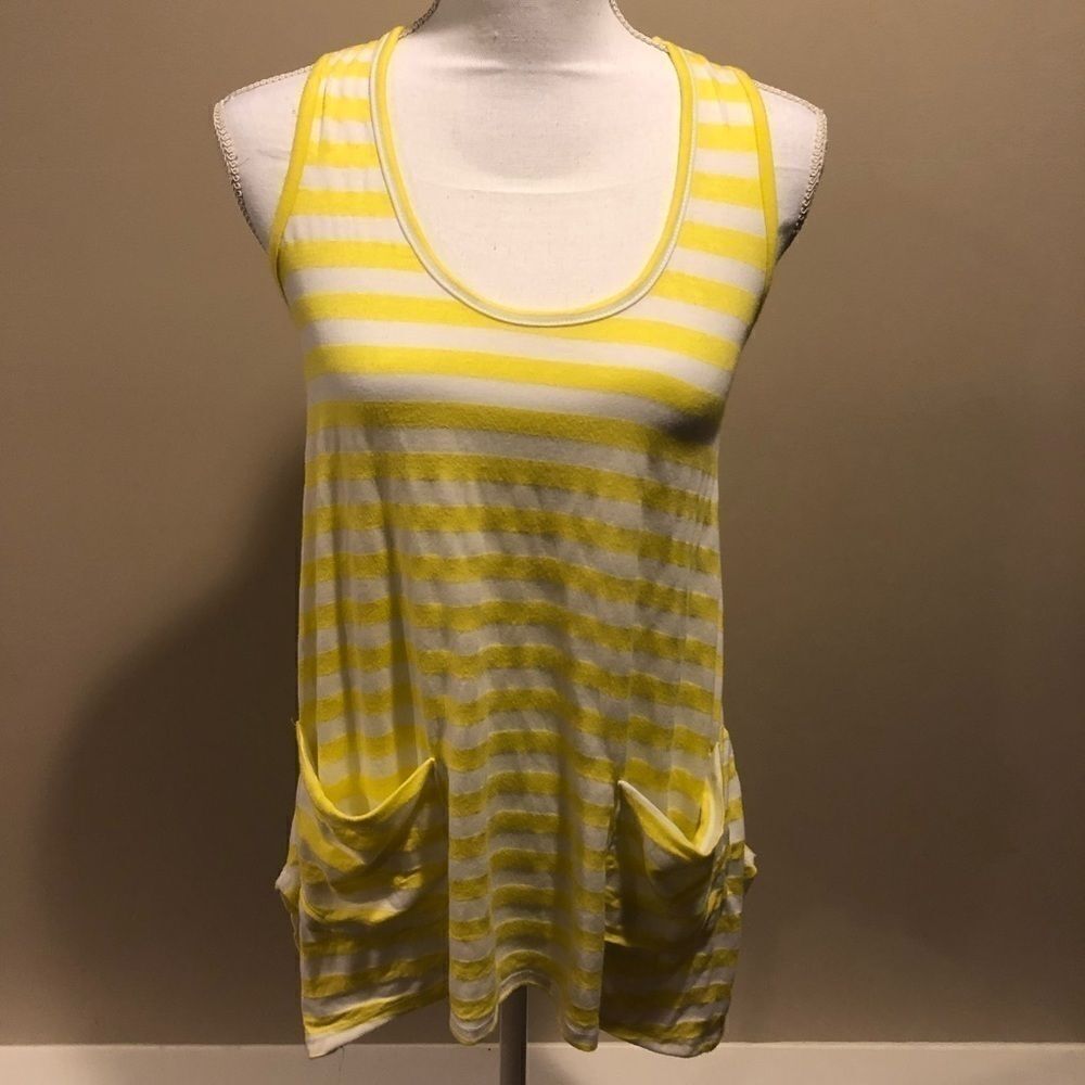 Ella Moss Yellow & White Striped Tank Top
